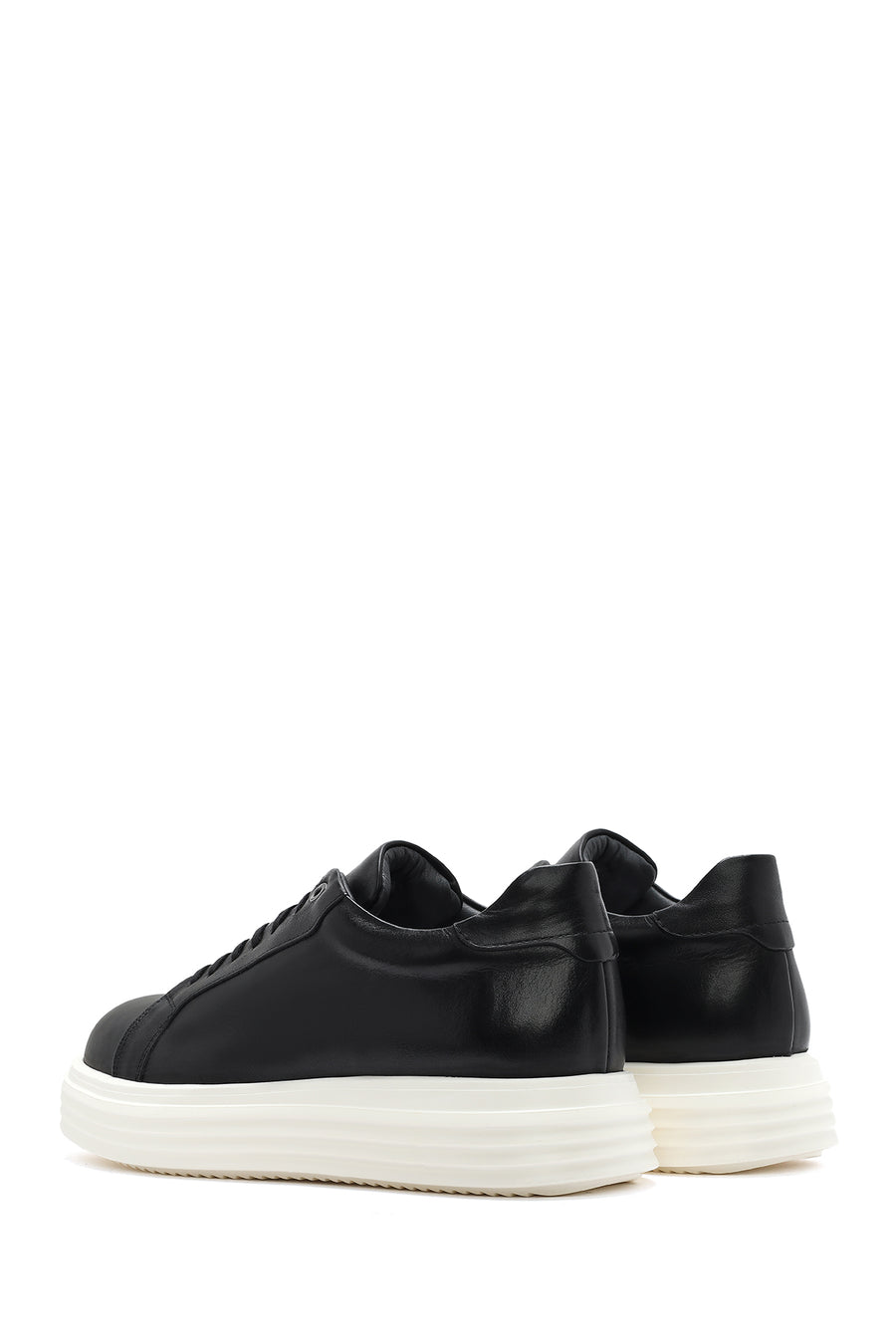 Men's Black Thick Sole Lace Up Leather Sneaker