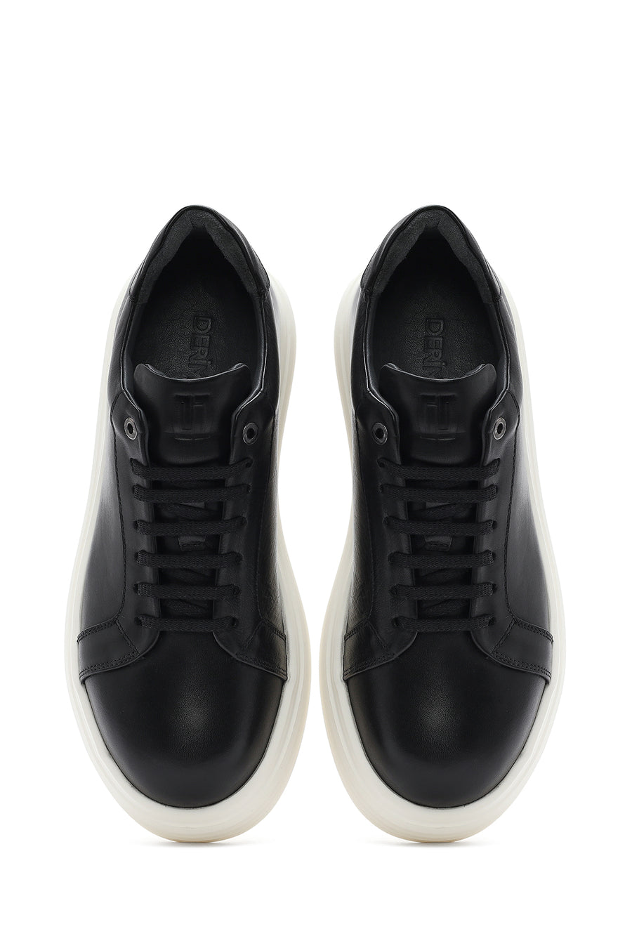 Men's Black Thick Sole Lace Up Leather Sneaker