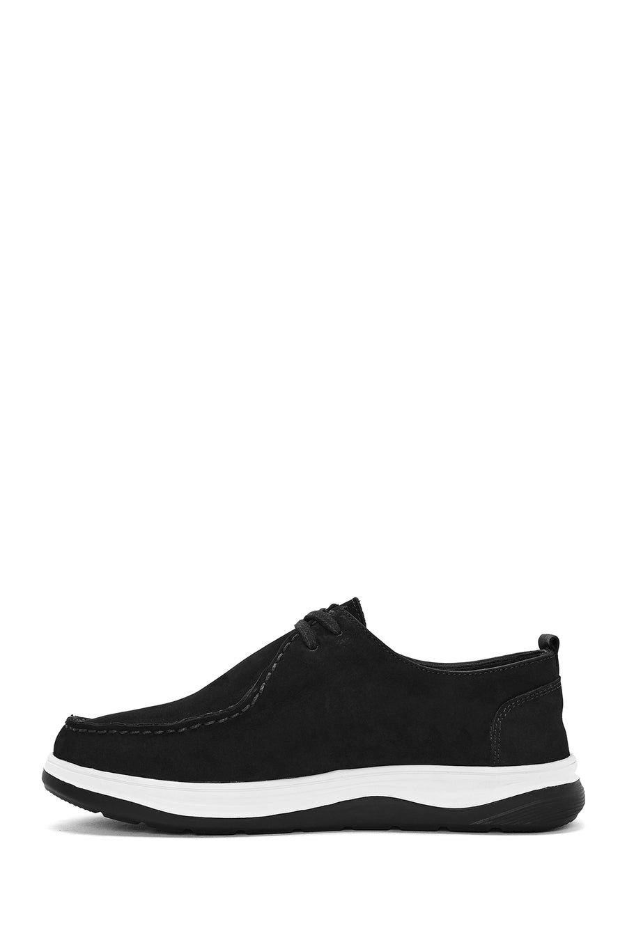 Men's Black Lace-Up Nubuck Leather Comfort Shoes