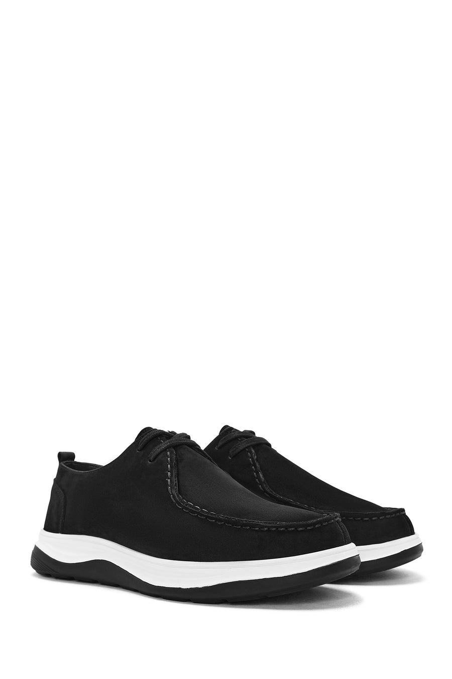 Men's Black Lace-Up Nubuck Leather Comfort Shoes