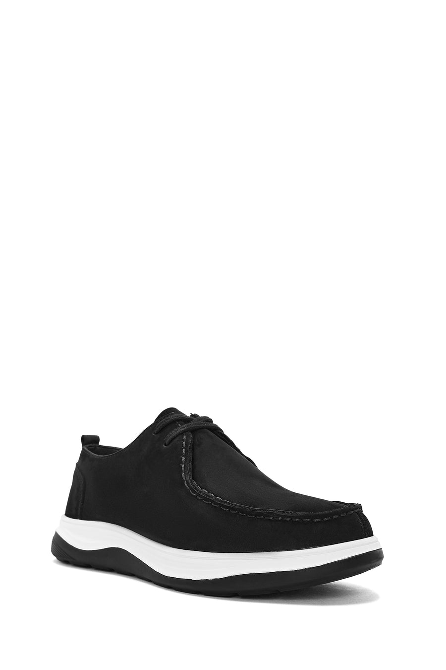 Men's Black Lace-Up Nubuck Leather Comfort Shoes