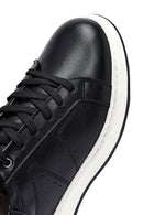 Erkek Siyah Bağcıklı Kalın Tabanlı Deri Sneaker | Derimod