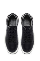 Erkek Siyah Bağcıklı Kalın Tabanlı Deri Sneaker | Derimod