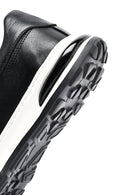 Erkek Siyah Bağcıklı Kalın Tabanlı Deri Sneaker | Derimod