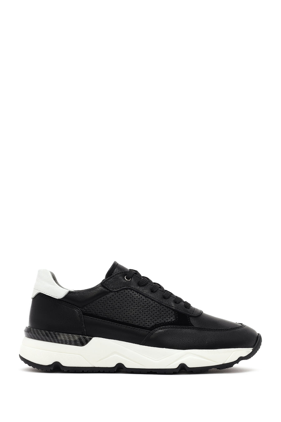 Men's Black Lace-up Thick-Sole Leather Sneaker 25SFD675218 | Derimod