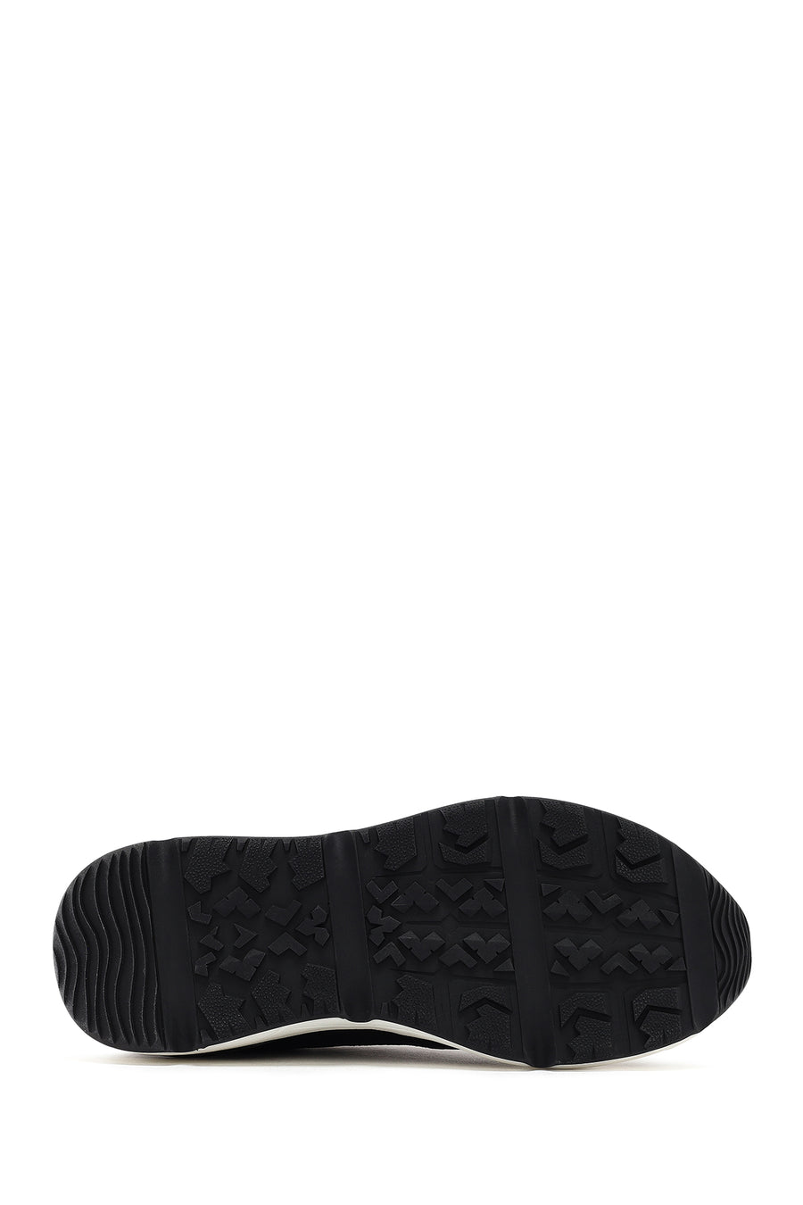 Men's Black Lace-up Thick-Sole Leather Sneaker