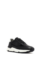 Erkek Siyah Bağcıklı Kalın Tabanlı Deri Sneaker | Derimod