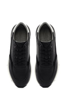 Erkek Siyah Bağcıklı Kalın Tabanlı Deri Sneaker | Derimod