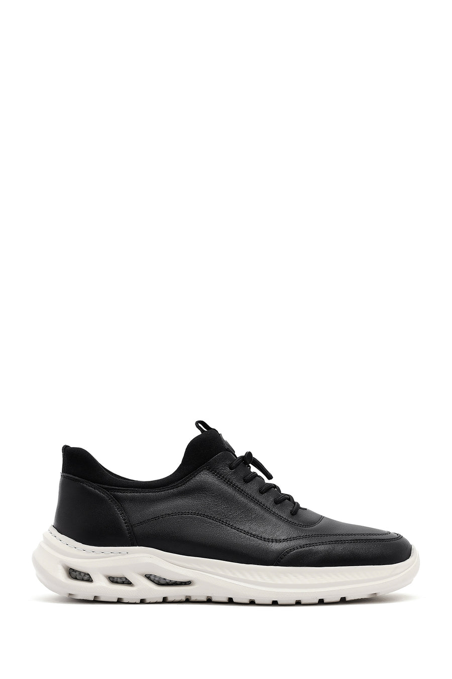 Men's Black Lace-up Thick-Sole Leather Sneaker 25SFD6760FT | Derimod