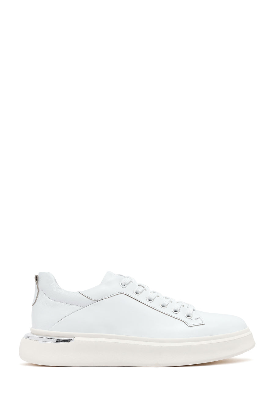 Erkek Beyaz Bağcıklı Kalın Tabanlı Deri Sneaker 25SFD676818 | Derimod