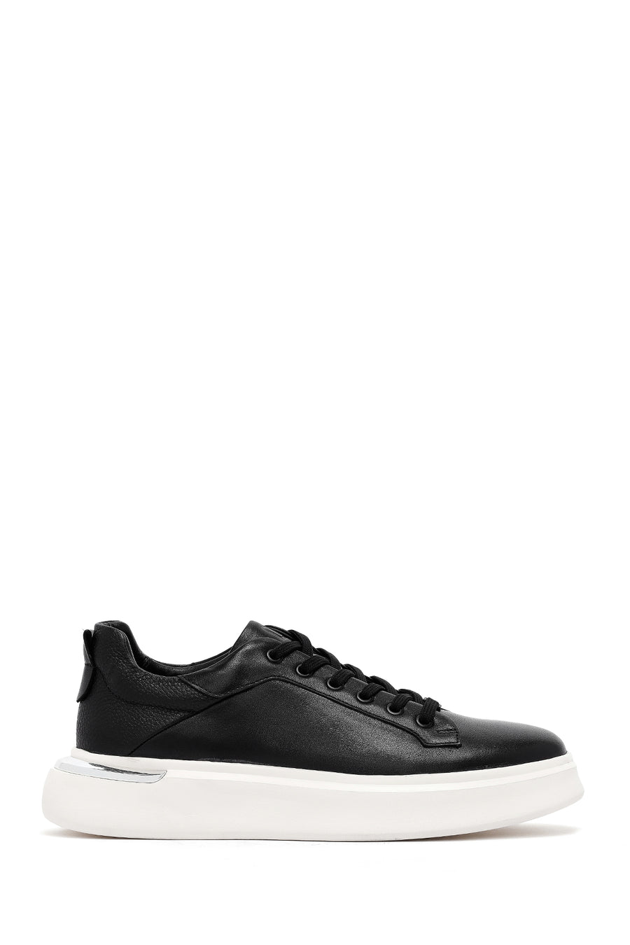 Erkek Siyah Bağcıklı Kalın Tabanlı Deri Sneaker 25SFD676818 | Derimod