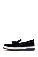 Erkek Siyah Püsküllü Süet Deri Casual Loafer | Derimod