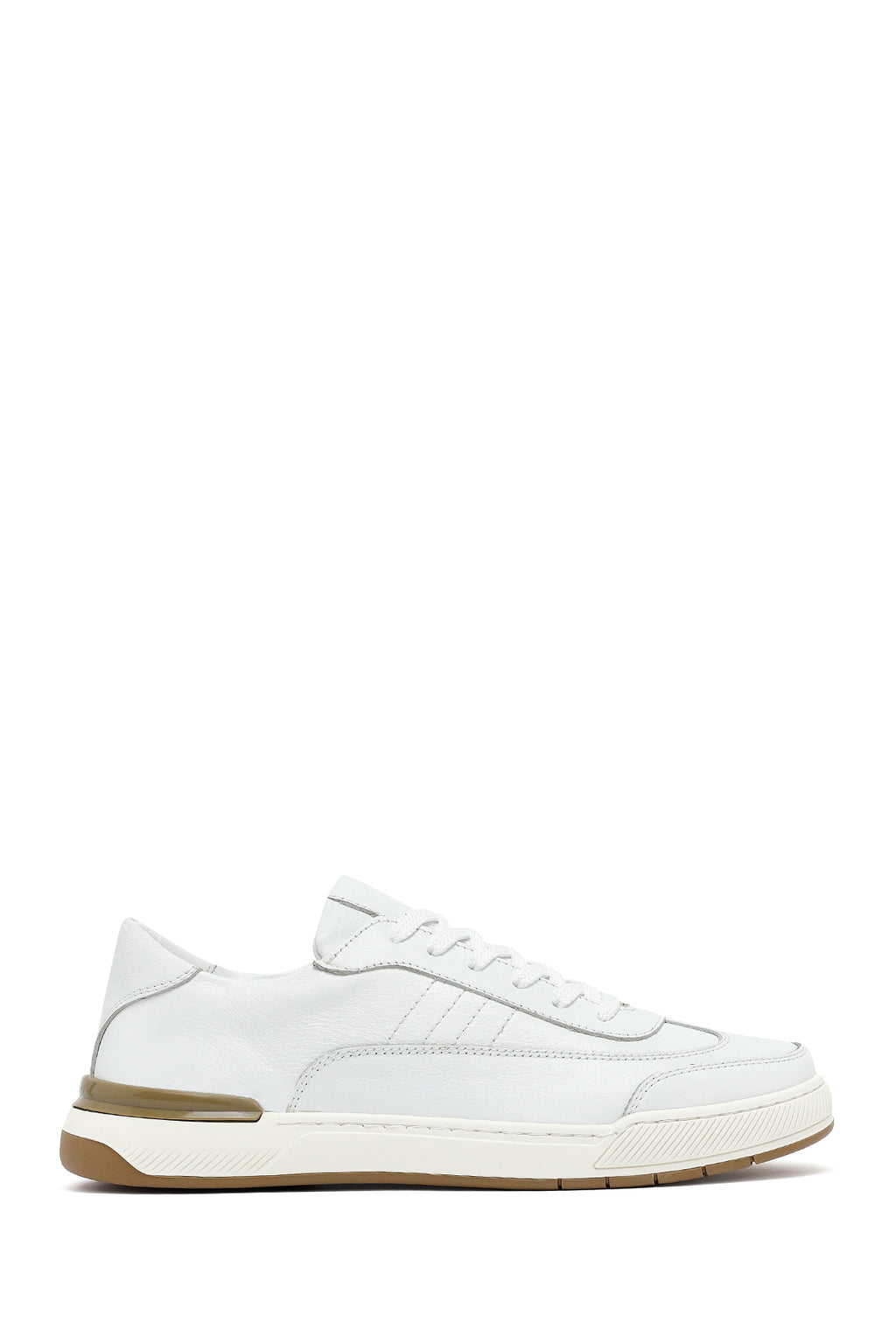Erkek Beyaz Bağcıklı Deri Sneaker