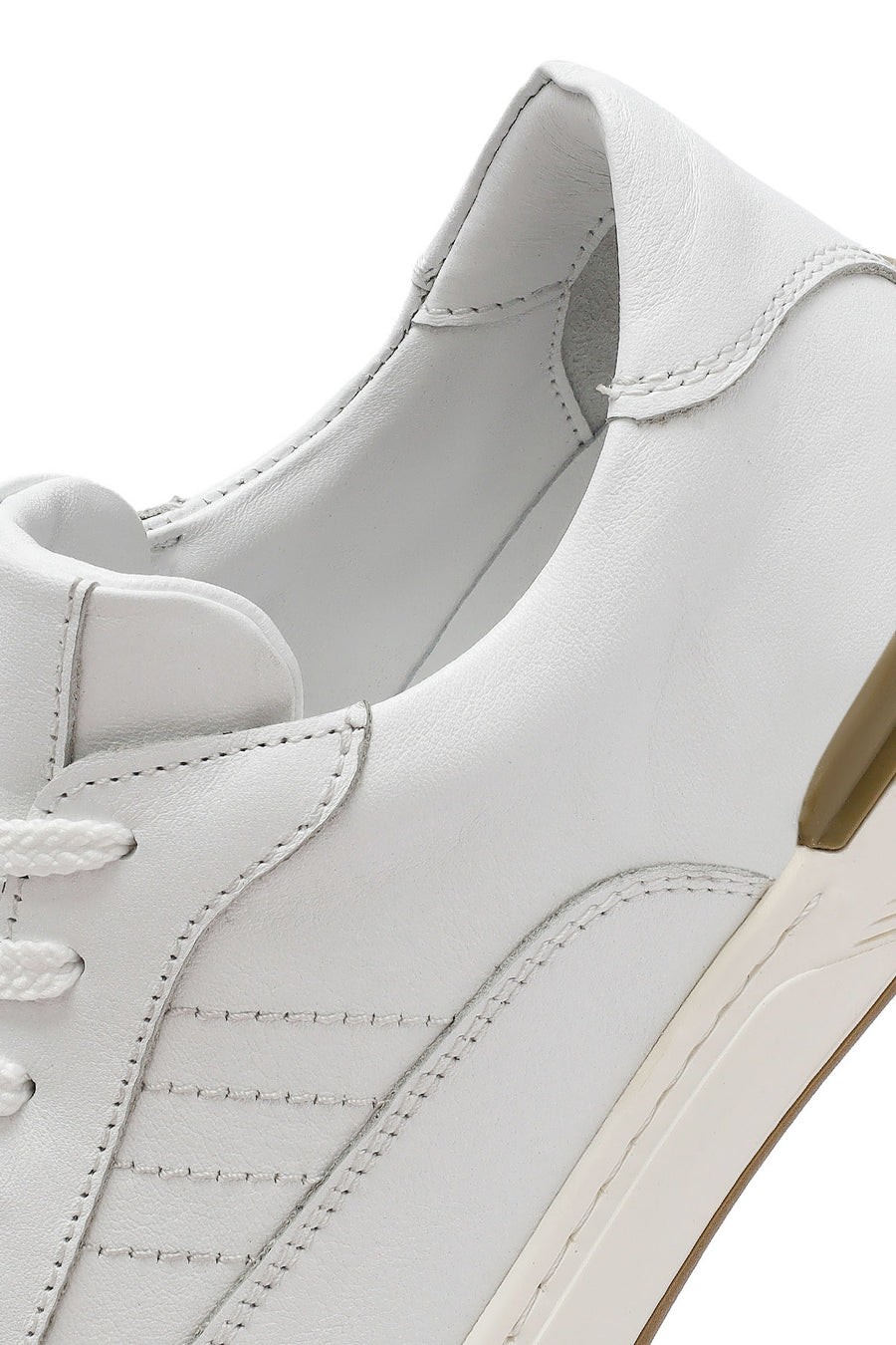 Erkek Beyaz Bağcıklı Deri Sneaker