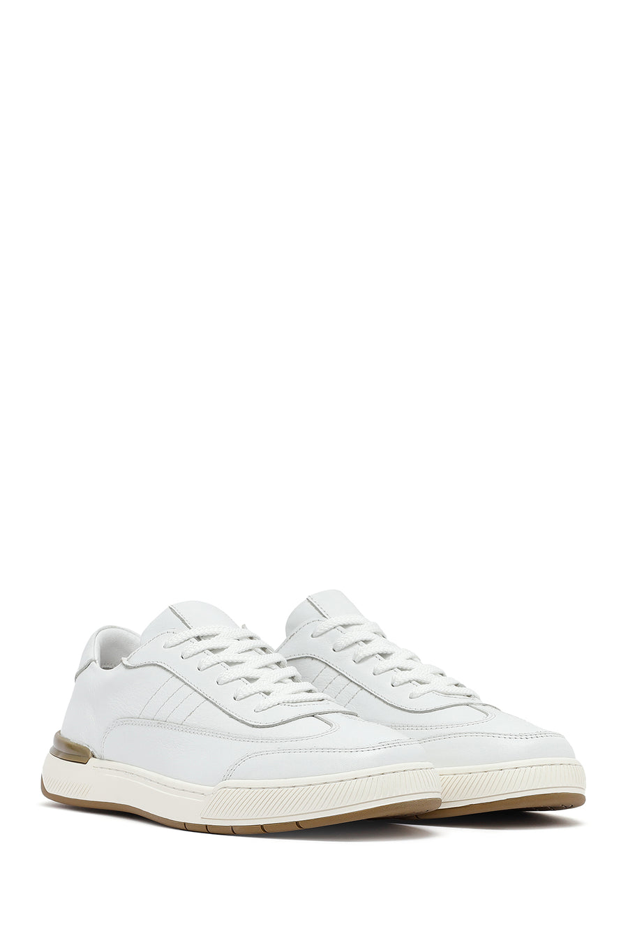 Erkek Beyaz Bağcıklı Deri Sneaker