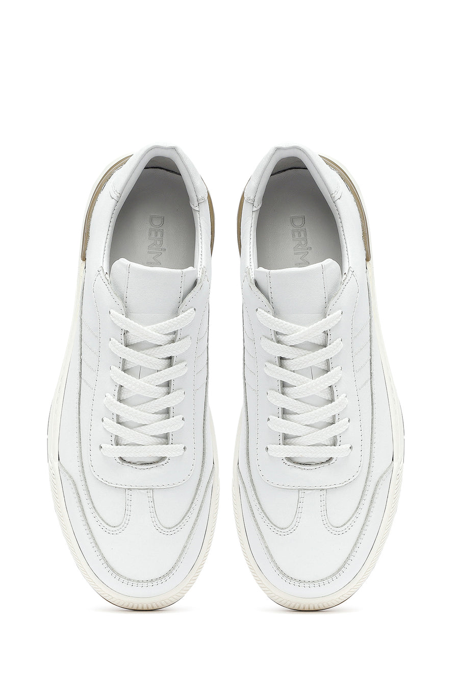 Erkek Beyaz Bağcıklı Deri Sneaker