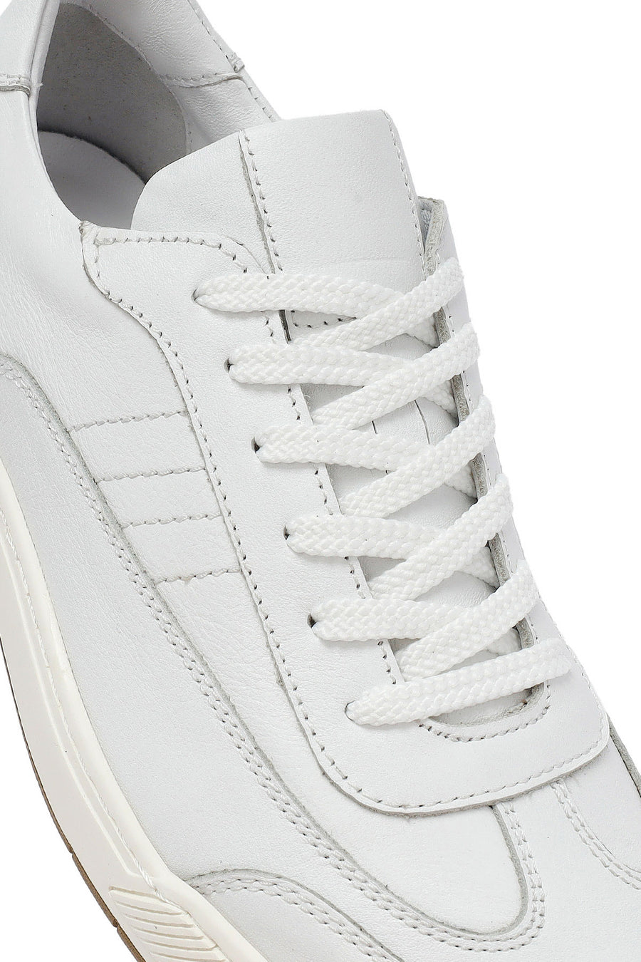 Erkek Beyaz Bağcıklı Deri Sneaker
