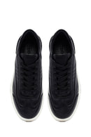 Erkek Siyah Bağcıklı Deri Sneaker | Derimod