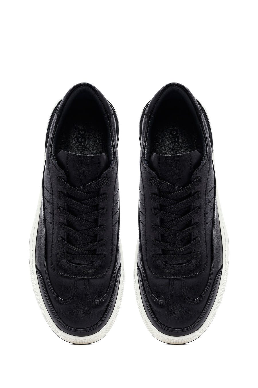 Erkek Siyah Bağcıklı Deri Sneaker