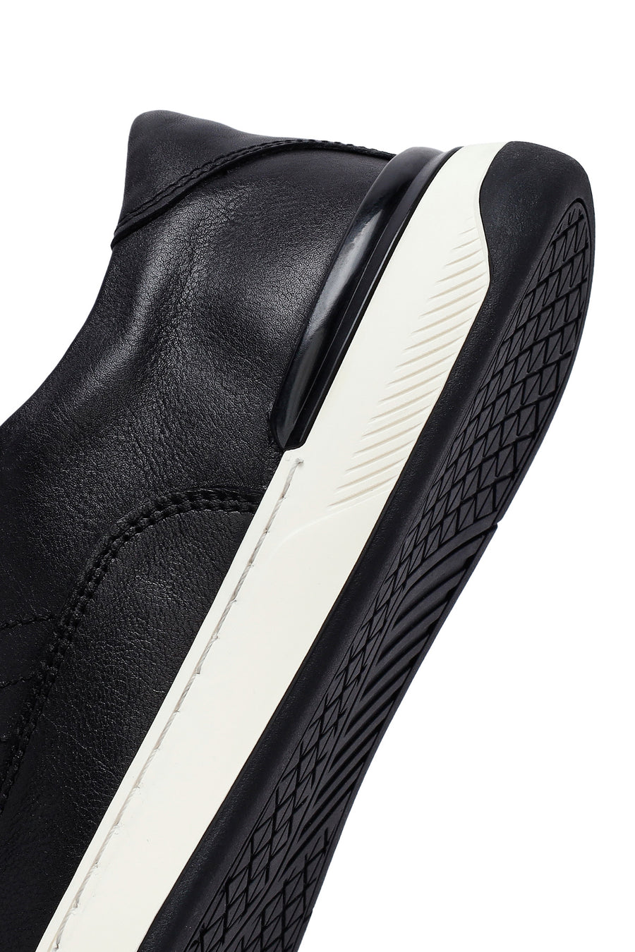 Erkek Siyah Bağcıklı Deri Sneaker