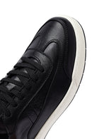 Erkek Siyah Bağcıklı Deri Sneaker | Derimod