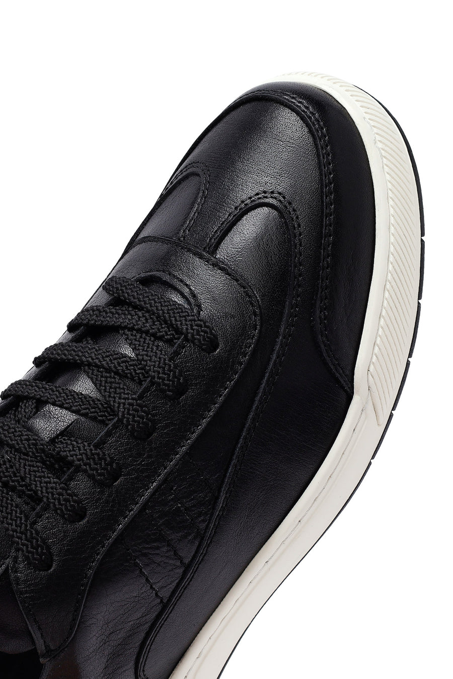 Erkek Siyah Bağcıklı Deri Sneaker