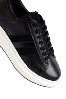 Erkek Siyah Bağcıklı Kalın Tabanlı Deri Sneaker | Derimod