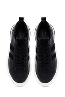 Erkek Siyah Bağcıklı Kalın Tabanlı Deri Sneaker | Derimod