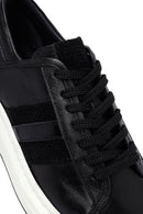 Erkek Siyah Bağcıklı Kalın Tabanlı Deri Sneaker | Derimod