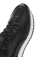 Erkek Siyah Bağcıklı Kalın Tabanlı Deri Casual Sneaker | Derimod