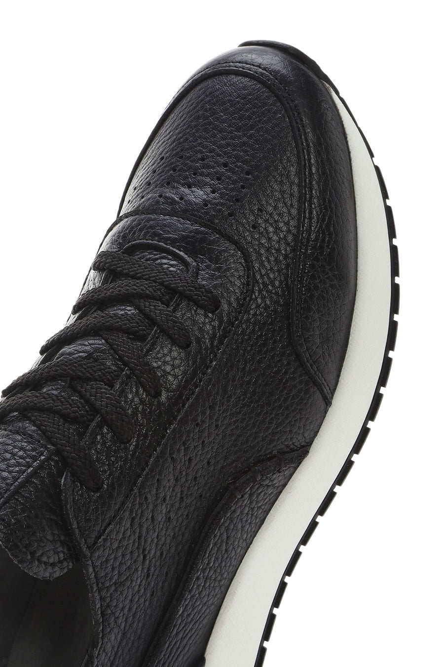 Erkek Siyah Bağcıklı Kalın Tabanlı Deri Casual Sneaker