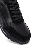 Erkek Siyah Bağcıklı Deri Sneaker | Derimod