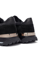 Erkek Siyah Bağcıklı Deri Sneaker | Derimod