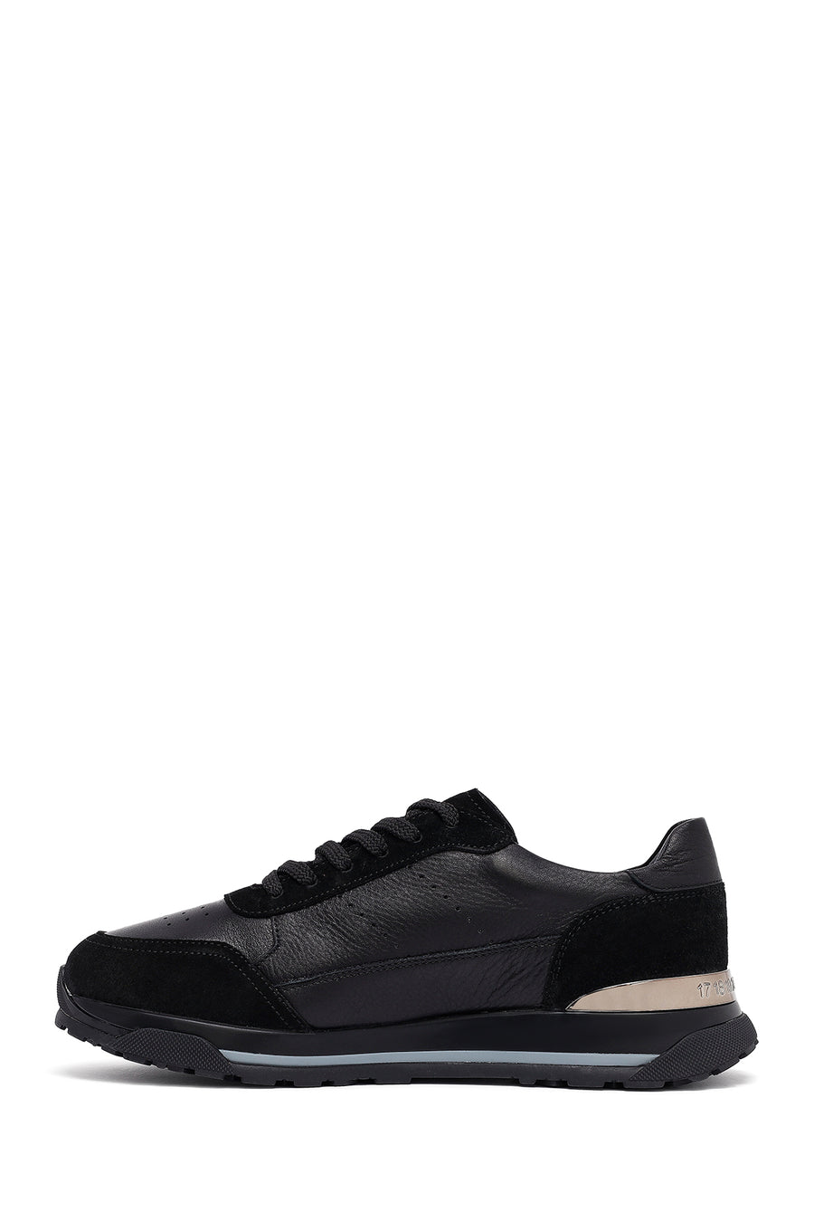 Erkek Siyah Bağcıklı Deri Sneaker