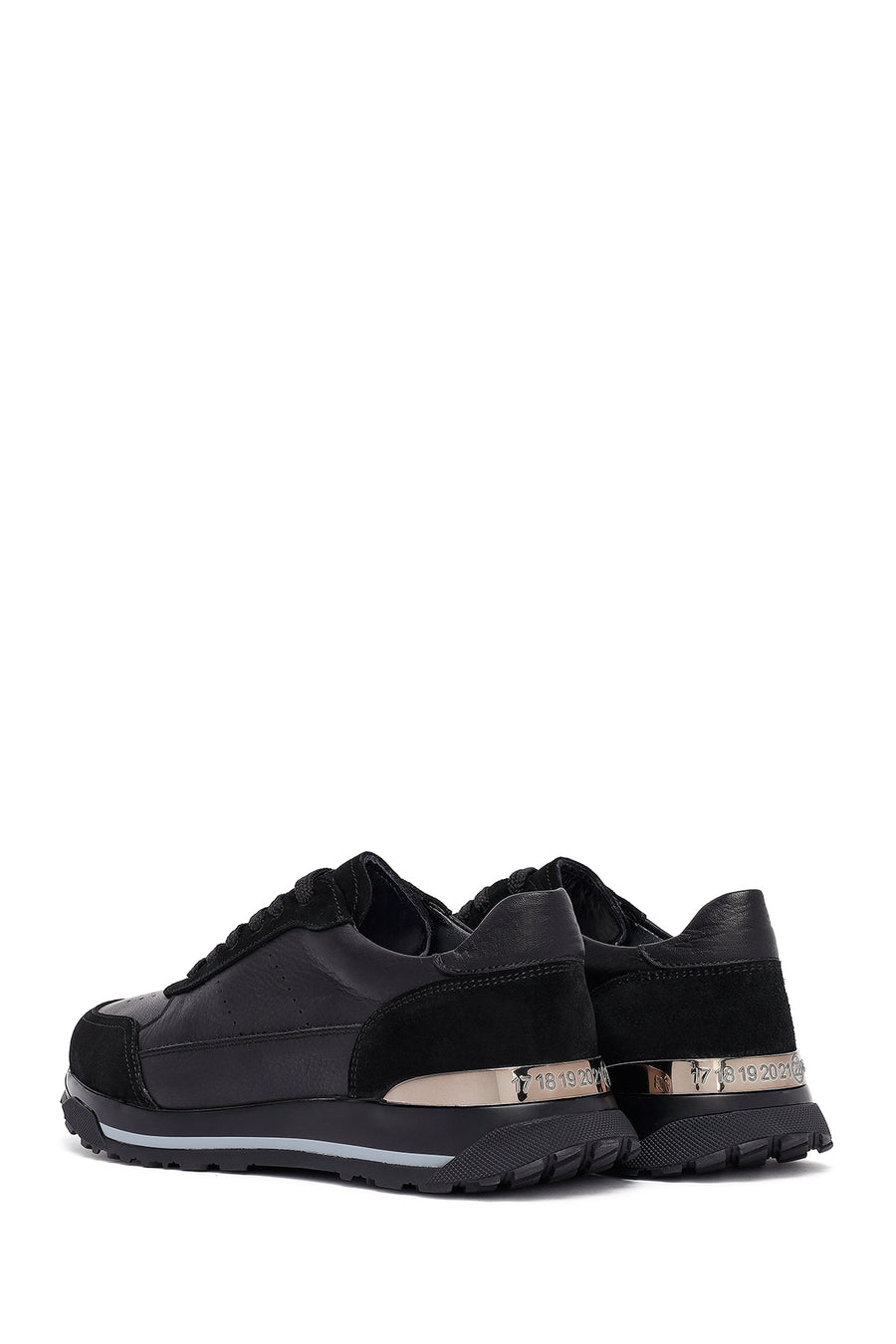 Erkek Siyah Bağcıklı Deri Sneaker