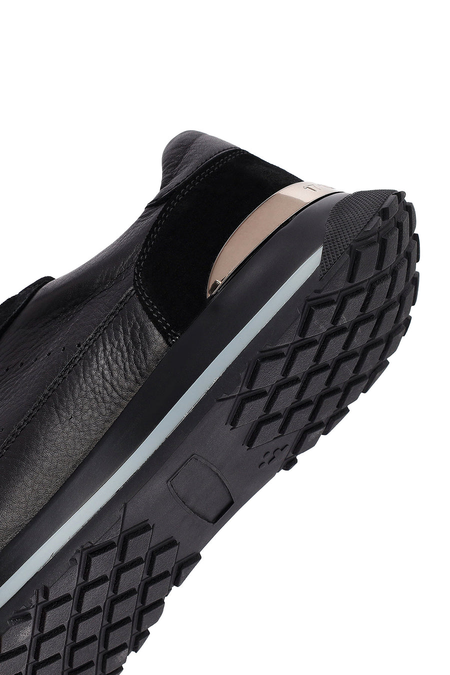Erkek Siyah Bağcıklı Deri Sneaker