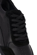 Erkek Siyah Bağcıklı Deri Sneaker | Derimod