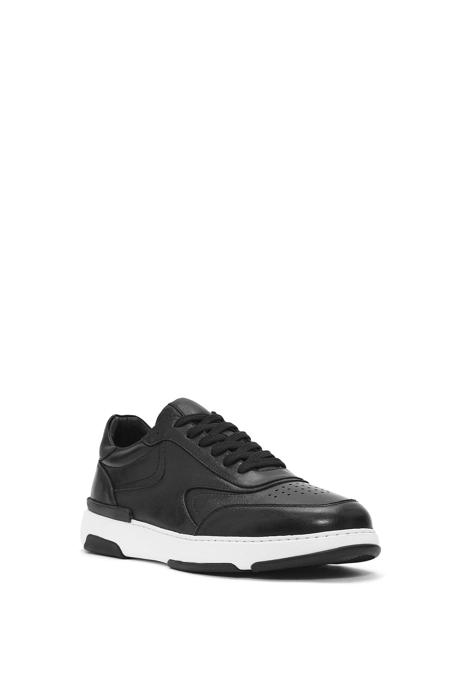 Erkek Siyah Bağcıklı Deri Sneaker