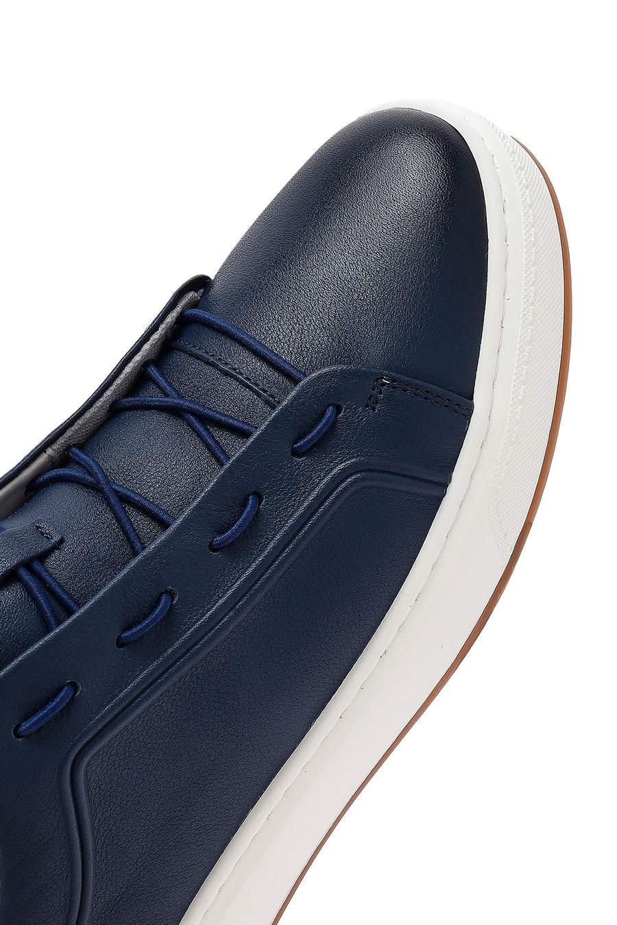 Men's Navy Blue Lace-Up Leather Sneaker