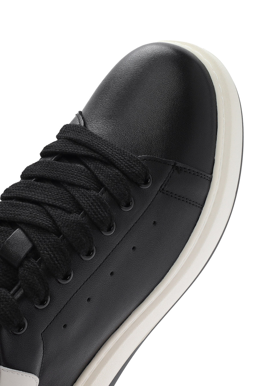 Erkek Siyah Bağcıklı Deri Sneaker