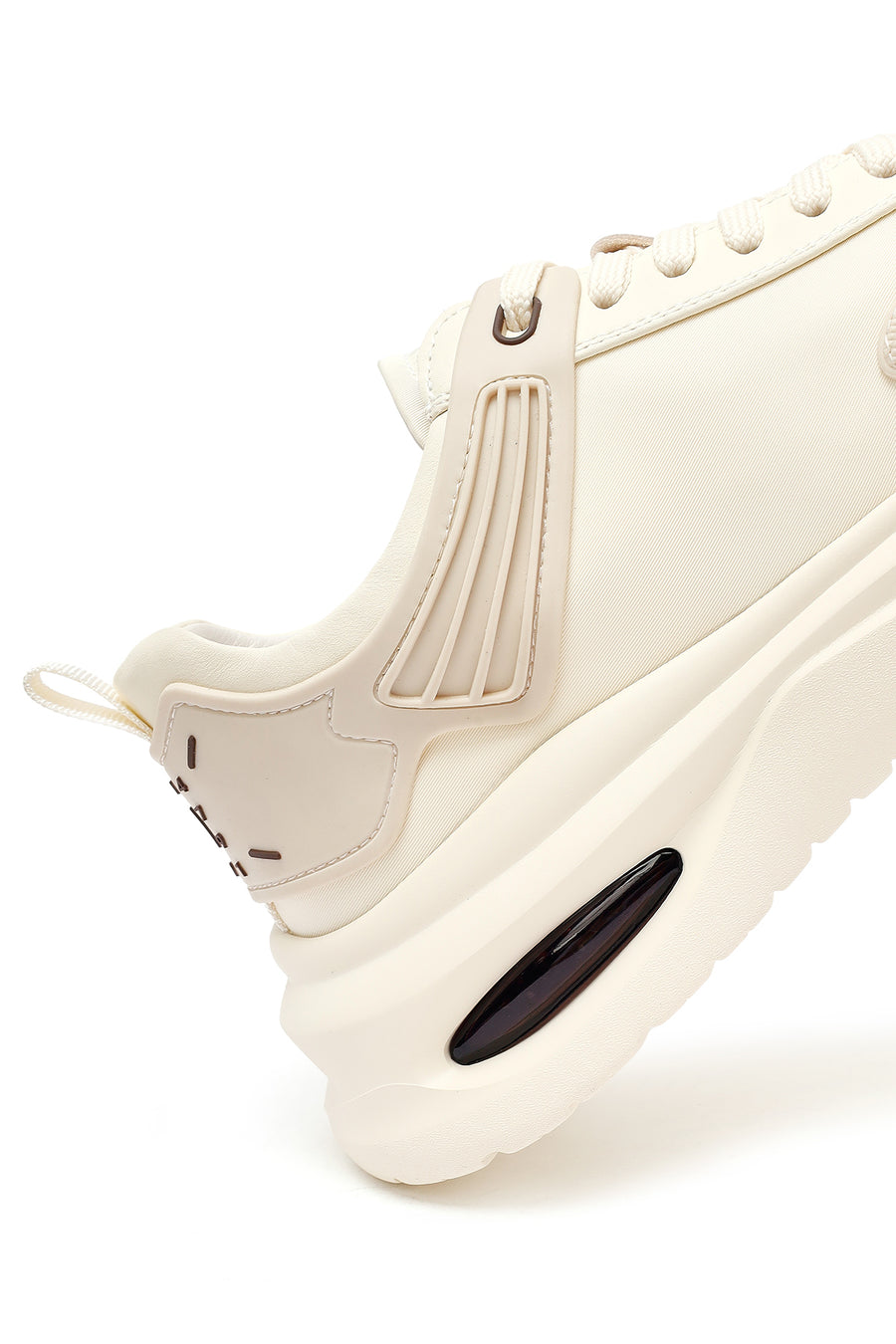 Erkek Bej Bağcıklı Kalın Tabanlı Kumaş Sneaker