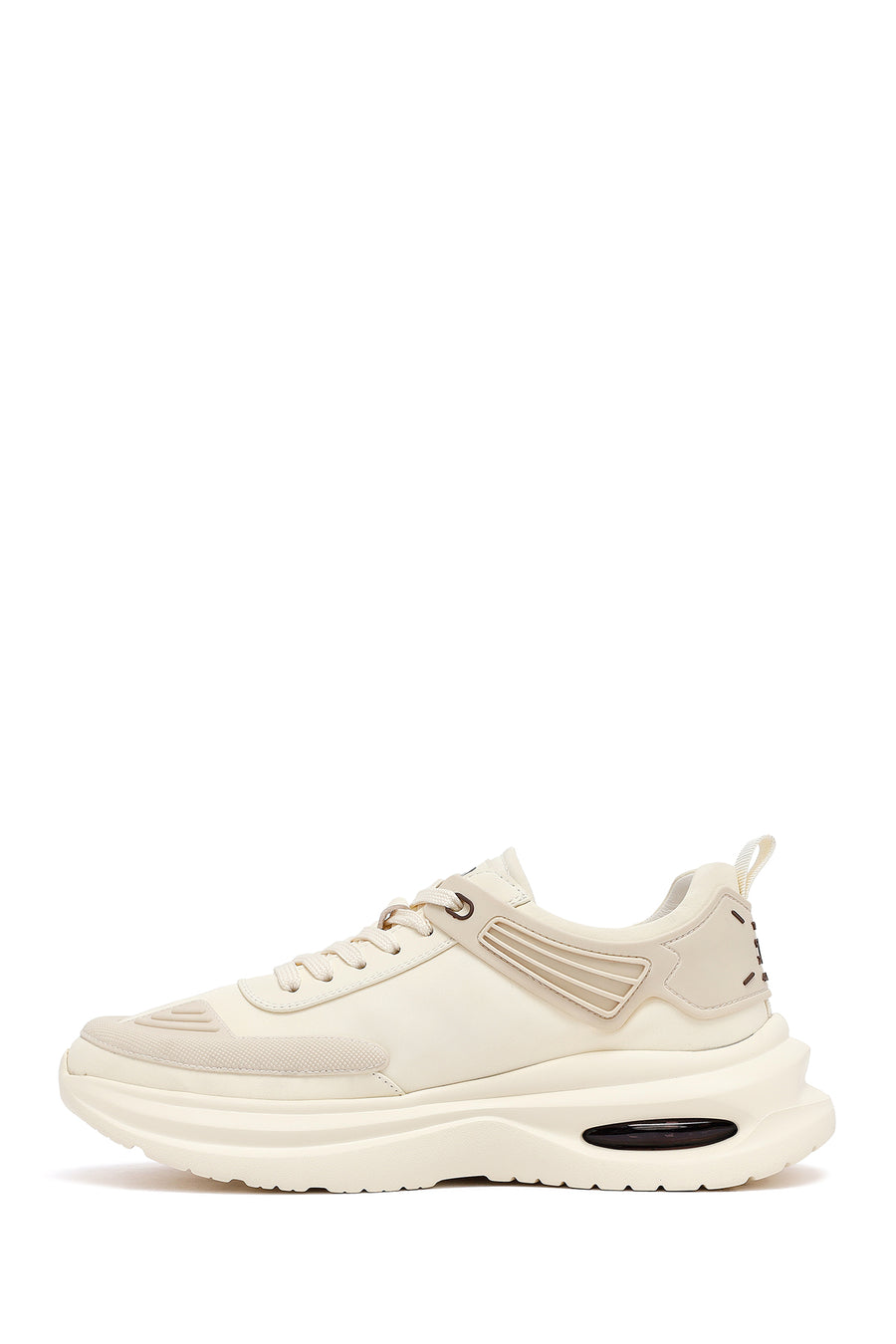 Erkek Bej Bağcıklı Kalın Tabanlı Kumaş Sneaker