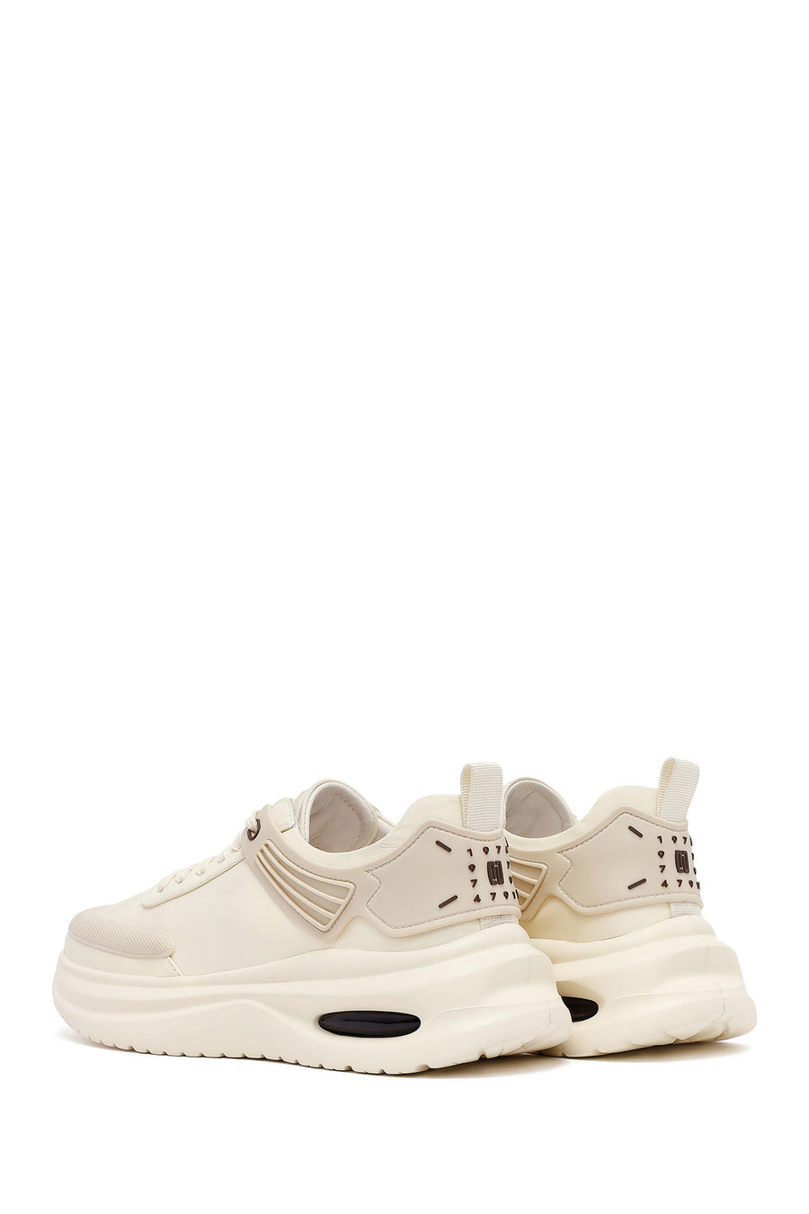 Erkek Bej Bağcıklı Kalın Tabanlı Kumaş Sneaker
