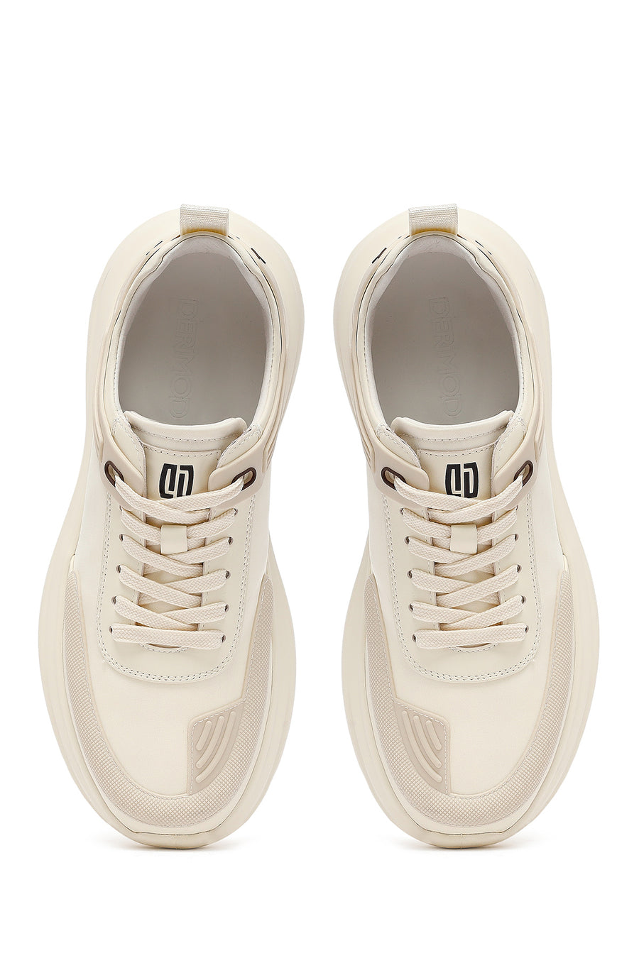 Erkek Bej Bağcıklı Kalın Tabanlı Kumaş Sneaker