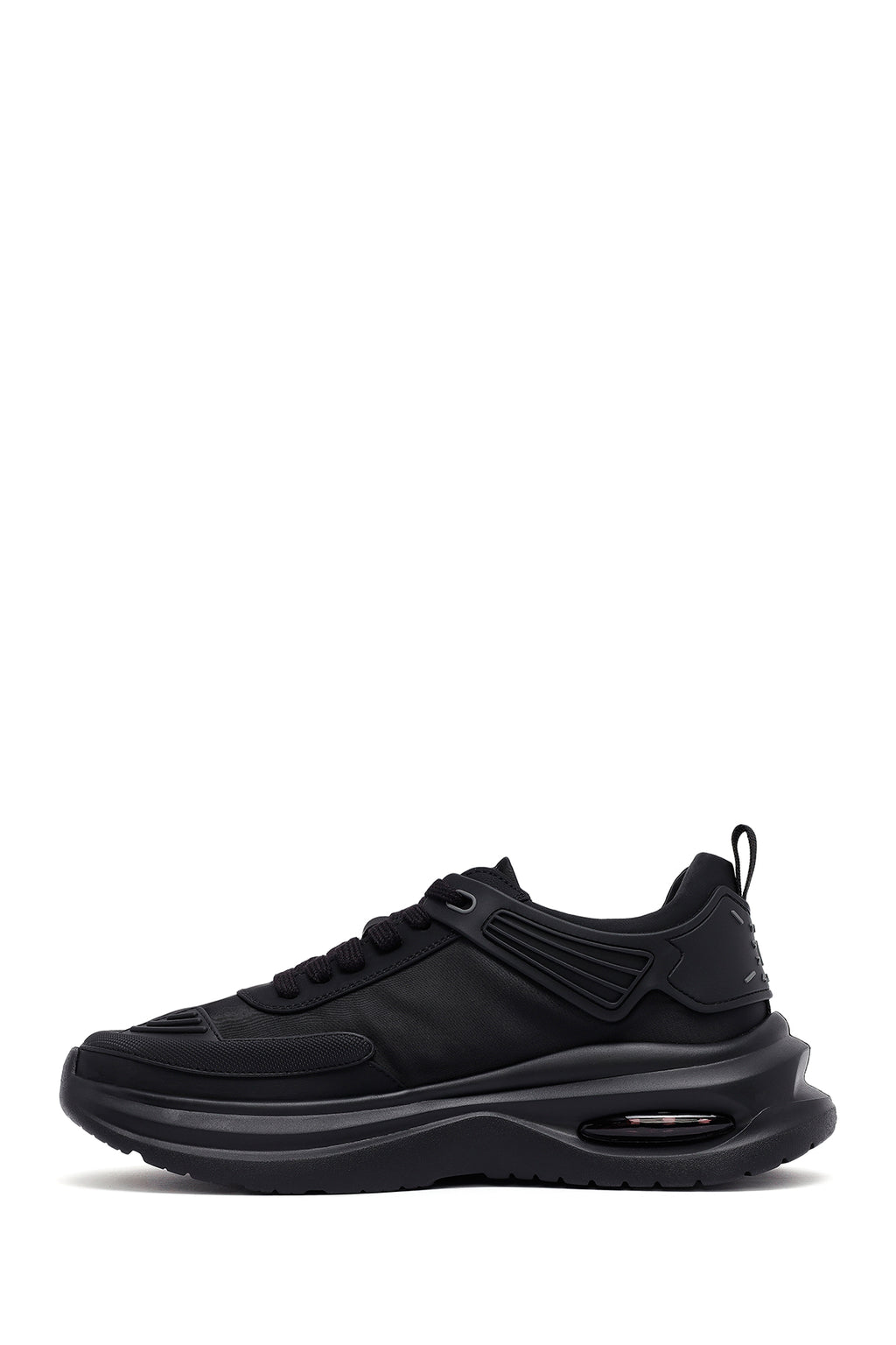 Erkek Siyah Bağcıklı Kalın Tabanlı Kumaş Sneaker
