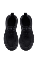 Men's Black Lace-Up Thick-Sole Fabric Sneakers | Derimod