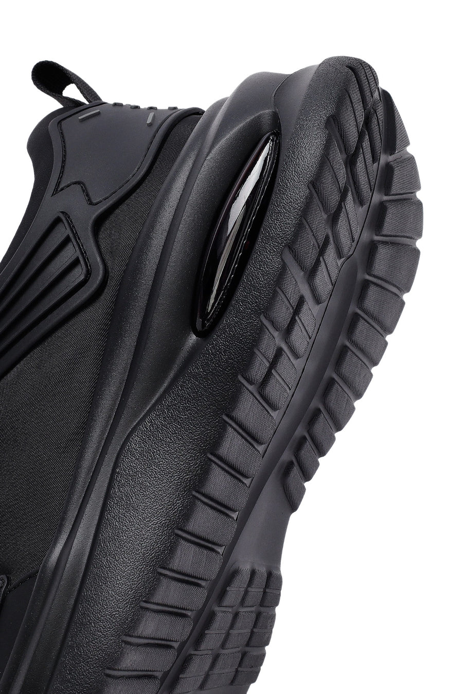 Men's Black Lace-Up Thick-Sole Fabric Sneakers