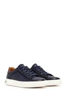 Men's Navy Blue Lace-Up Leather Sneaker | Derimod