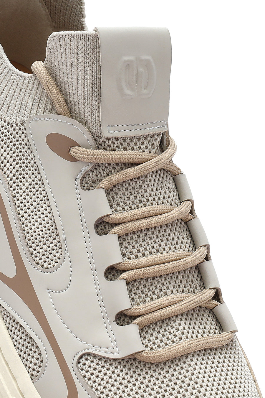 Erkek Bej Bağcıklı Deri Sneaker