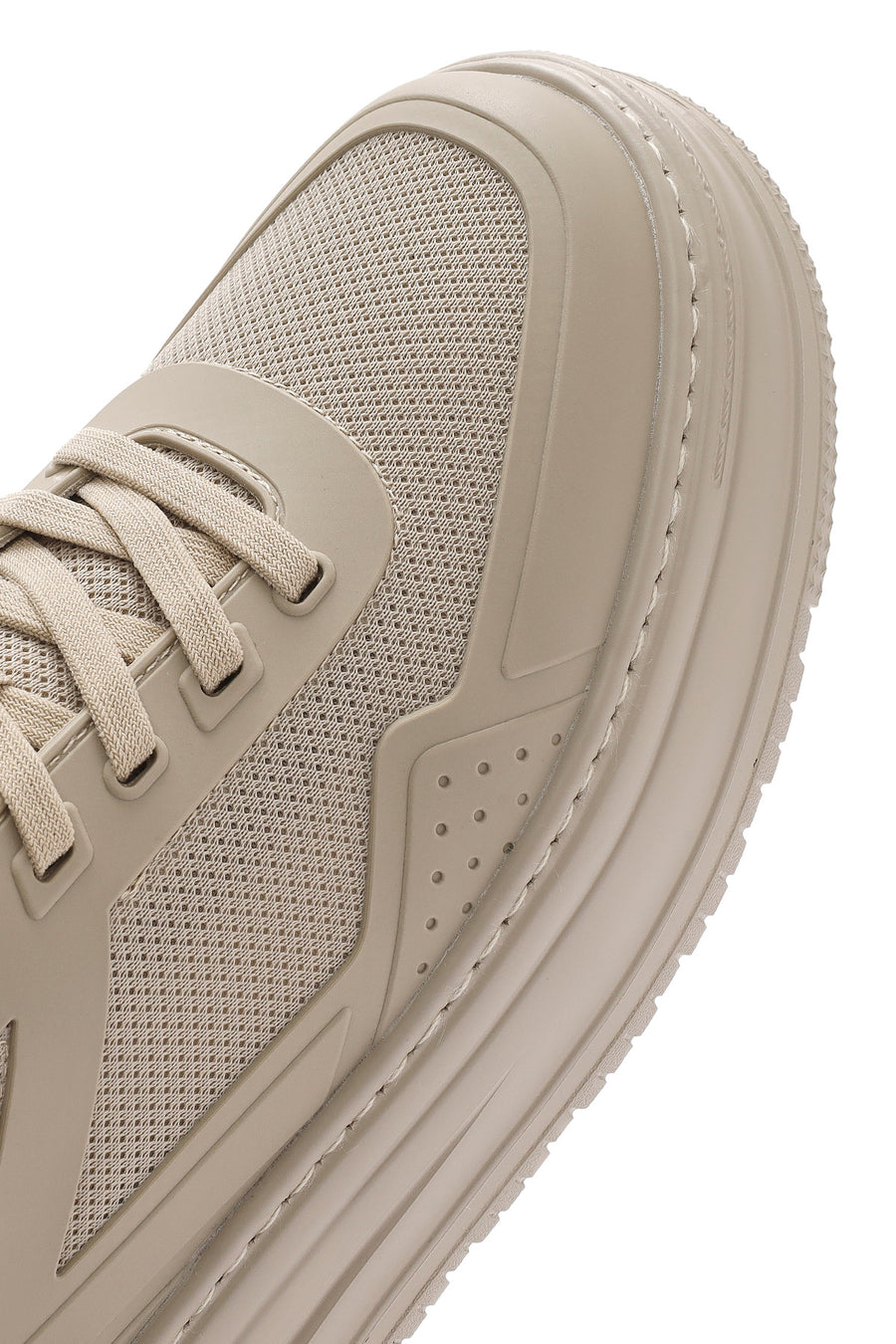 Men's Beige Lace-Up Thick-Sole Sneakers